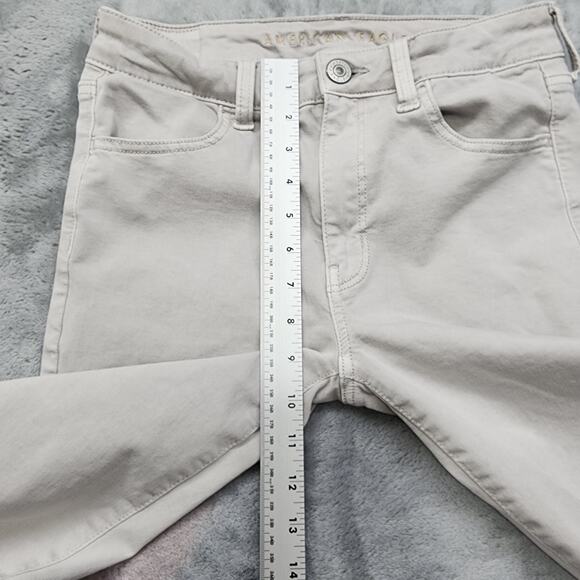 American Eagle Jeans Womens 6 SHORT Beige Distressed Stretch High Rise Jegging - Picture 12 of 15